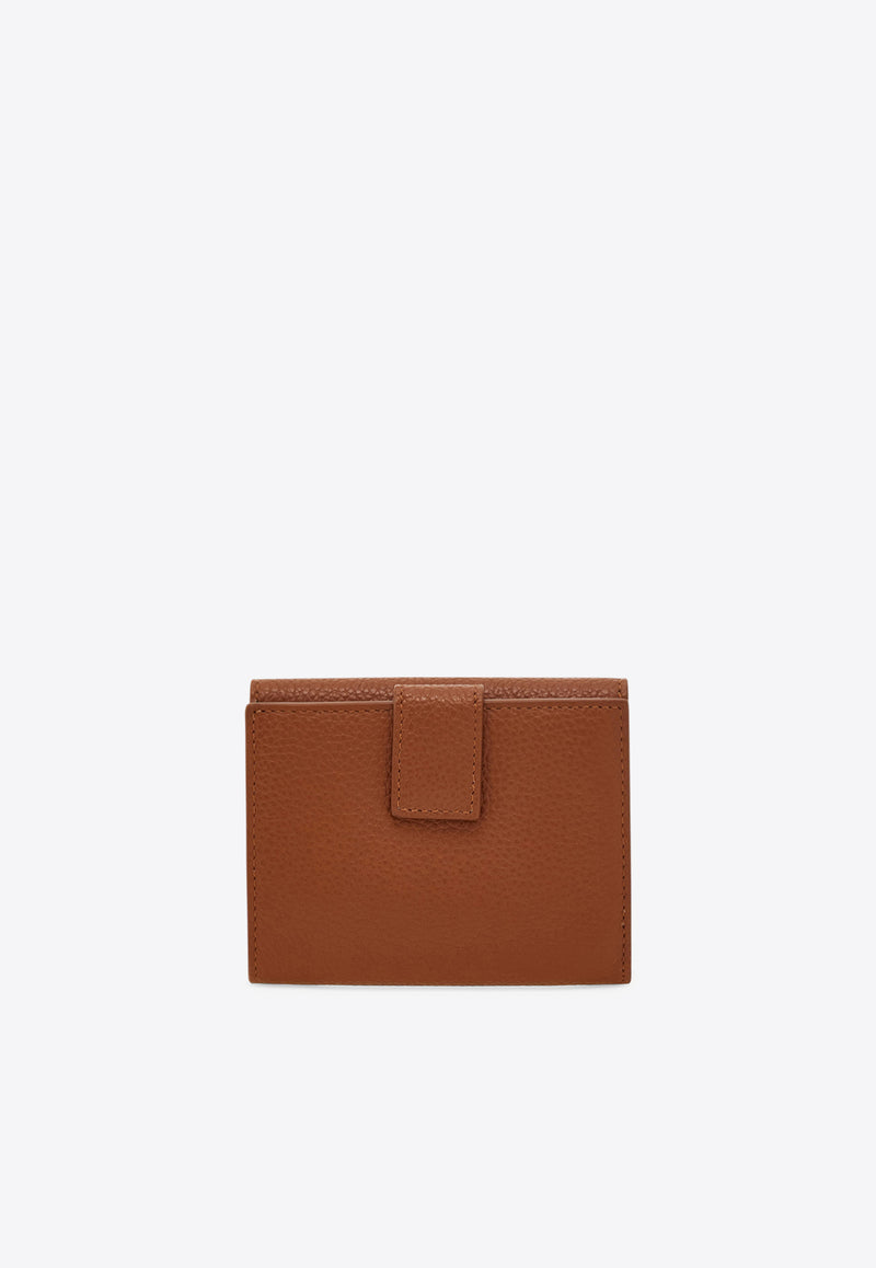 Ferragamo Gancini Grained Leather Compact Wallet Cognac 220961 PORTAFOGLIO 785779 NEW COGNAC