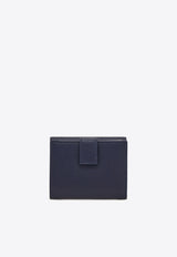Ferragamo Gancini Grained Leather Compact Wallet Navy 220961 PORTAFOGLIO 785780 NEW NAVY DKB