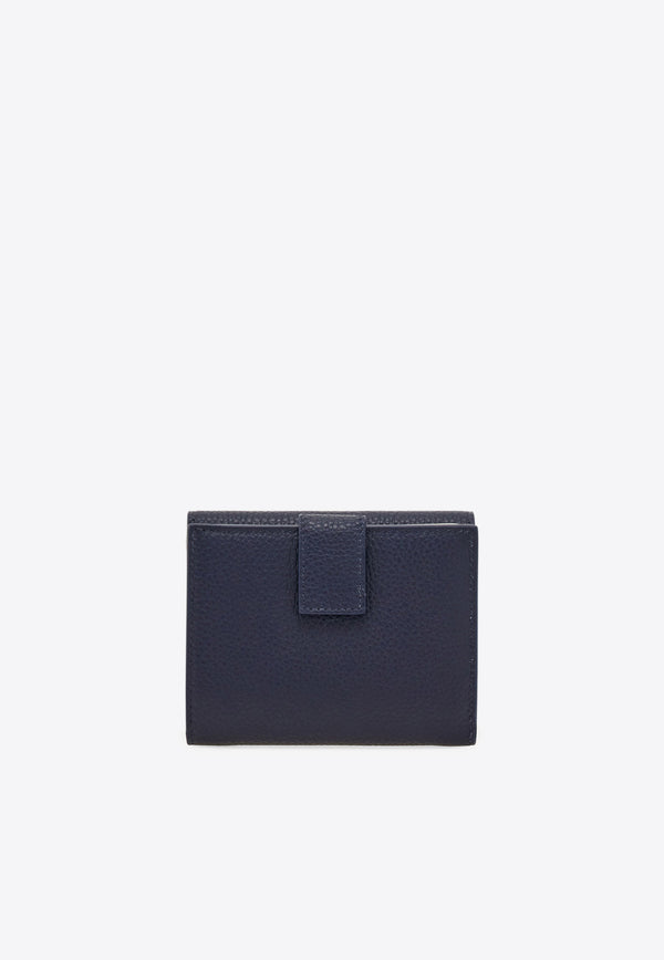 Ferragamo Gancini Grained Leather Compact Wallet Navy 220961 PORTAFOGLIO 785780 NEW NAVY DKB