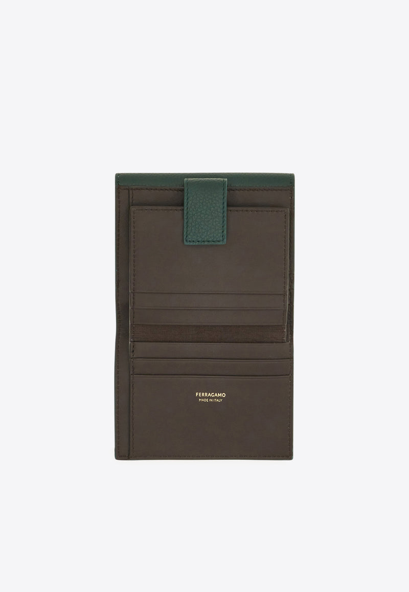 Ferragamo Gancini Grained Leather Compact Wallet Moss 220961 PORTAFOGLIO 785781 MOSS