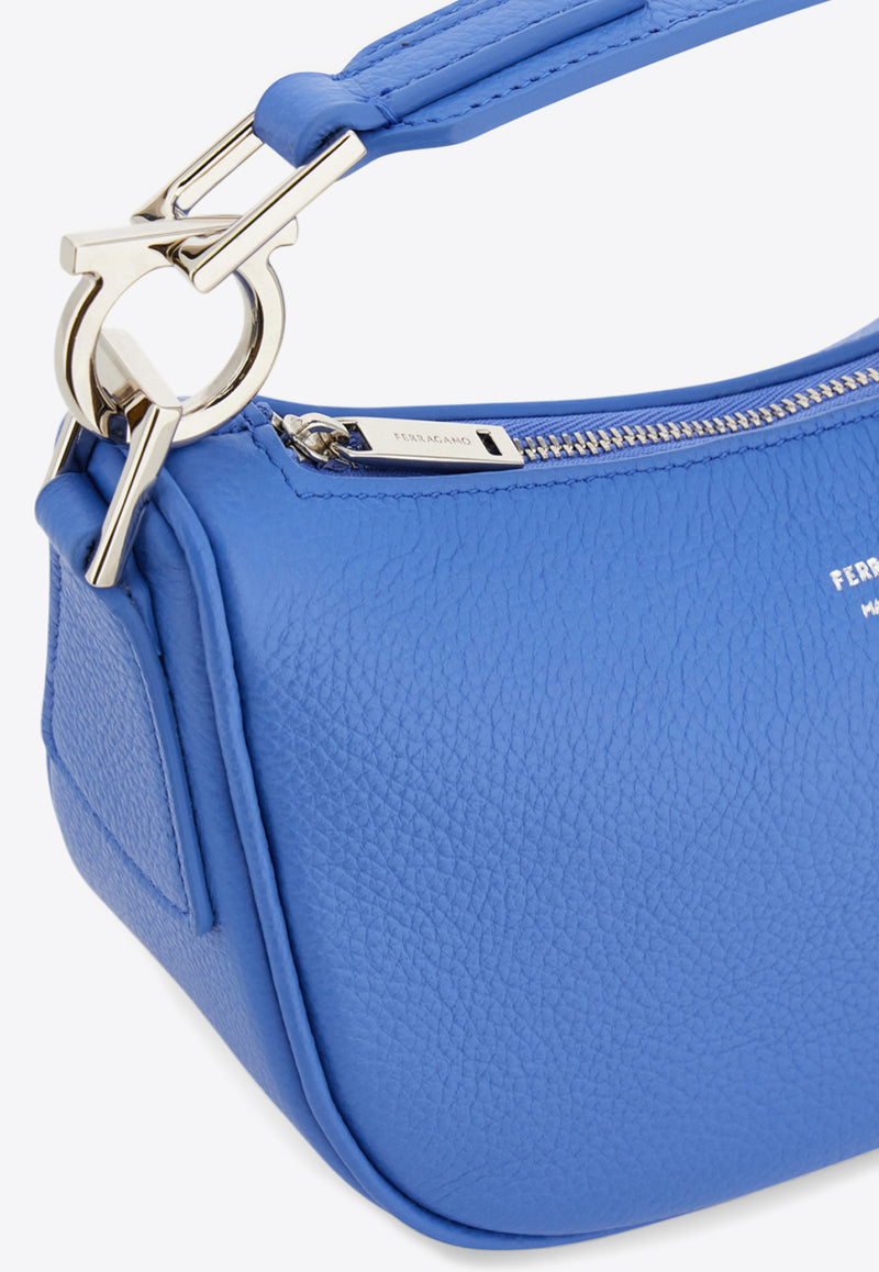 Ferragamo XS Grained Leather Hobo Bag Blue 220965 TOP HANDLE 785986 BLUE BONNET