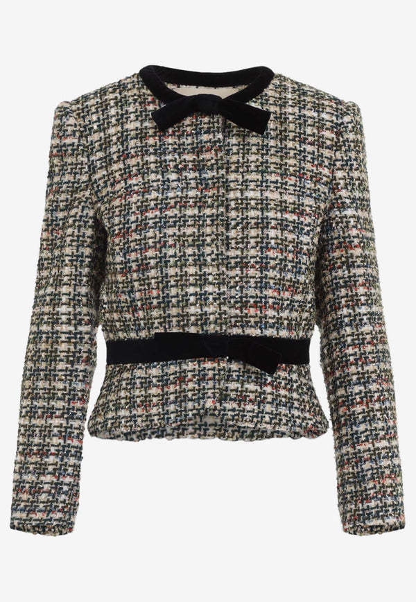 Velvet-Trimmed Tweed Jacket