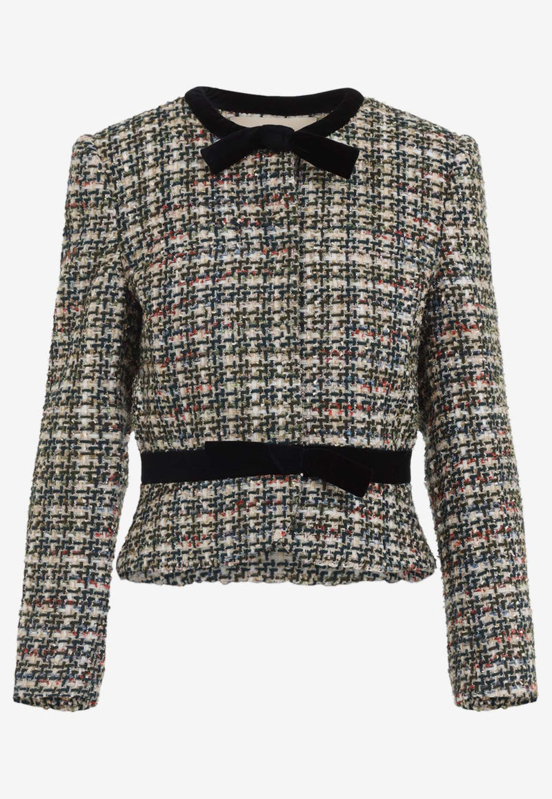 Velvet-Trimmed Tweed Jacket