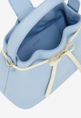 Ferragamo Mini Bow Leather Bucket Bag Light Blue 221081 BUCKET 790188 WASHED DENIM