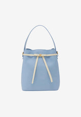 Ferragamo Mini Bow Leather Bucket Bag Light Blue 221081 BUCKET 790188 WASHED DENIM