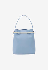 Ferragamo Mini Bow Leather Bucket Bag Light Blue 221081 BUCKET 790188 WASHED DENIM