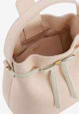Ferragamo Mini Bow Leather Bucket Bag Pink 221081 BUCKET 790189 BALLET