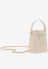 Ferragamo Mini Bow Leather Bucket Bag Pink 221081 BUCKET 790189 BALLET