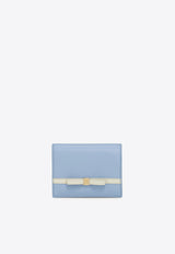 Ferragamo Mini Ribbon Calf Leather Wallet Light Blue 221087 051 790196 WASHED DENIM