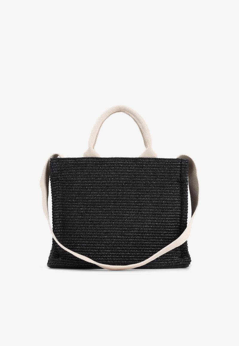 Small Raffia-Effect Tote Bag