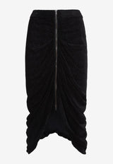 Caelia Draped Velvet Midi Skirt