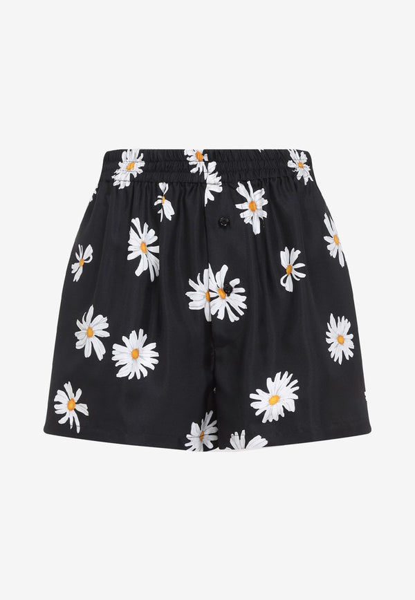 Floral Print Silk Shorts