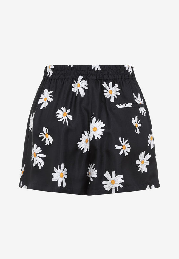 Floral Print Silk Shorts