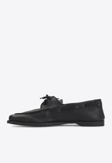 Foil Leather Loafers with Stitching