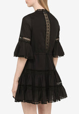 Charo Ruiz Agatha Lace-Trimmed Mini Dress Black 221609CO/M_CHARU-BLK