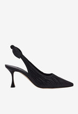 Manolo Blahnik Pelagalo 70 Ruched Slingback Pumps Black 224-1603BLACK