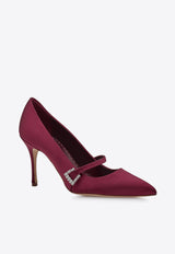 Manolo Blahnik Ramima 90 Mary-Jane Satin Pumps Purple 224-1703PURPLE