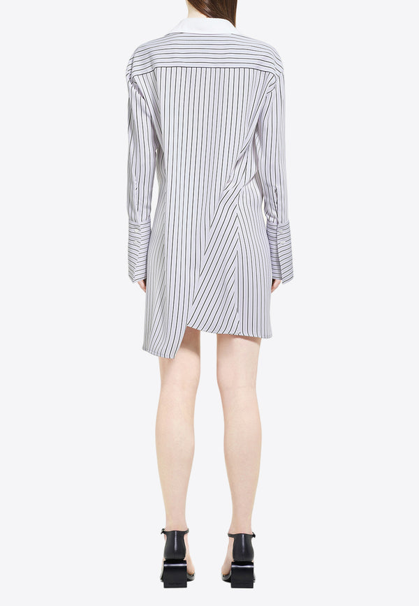 Courrèges Twist Striped Mini Shirt Dress 224CBD076PR0066WHITE/BLACK