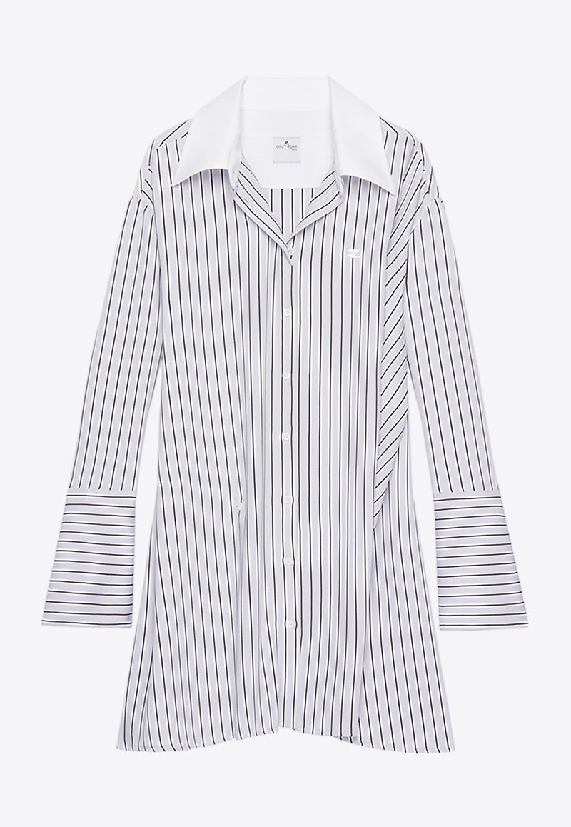 Courrèges Twist Striped Mini Shirt Dress 224CBD076PR0066WHITE/BLACK