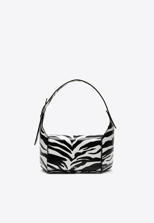 The Attico 7/7 Zebra Print Shoulder Bag in Calf Leather Monochrome 227WAH37EL020/O_ATTIC-020