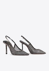 Le Silla Gilda 100 Crystal Mesh Slingback Pumps Silver 2299U090G3PPSTE922SILVER