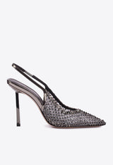 Le Silla Gilda 100 Crystal Mesh Slingback Pumps Silver 2299U090G3PPSTE922SILVER