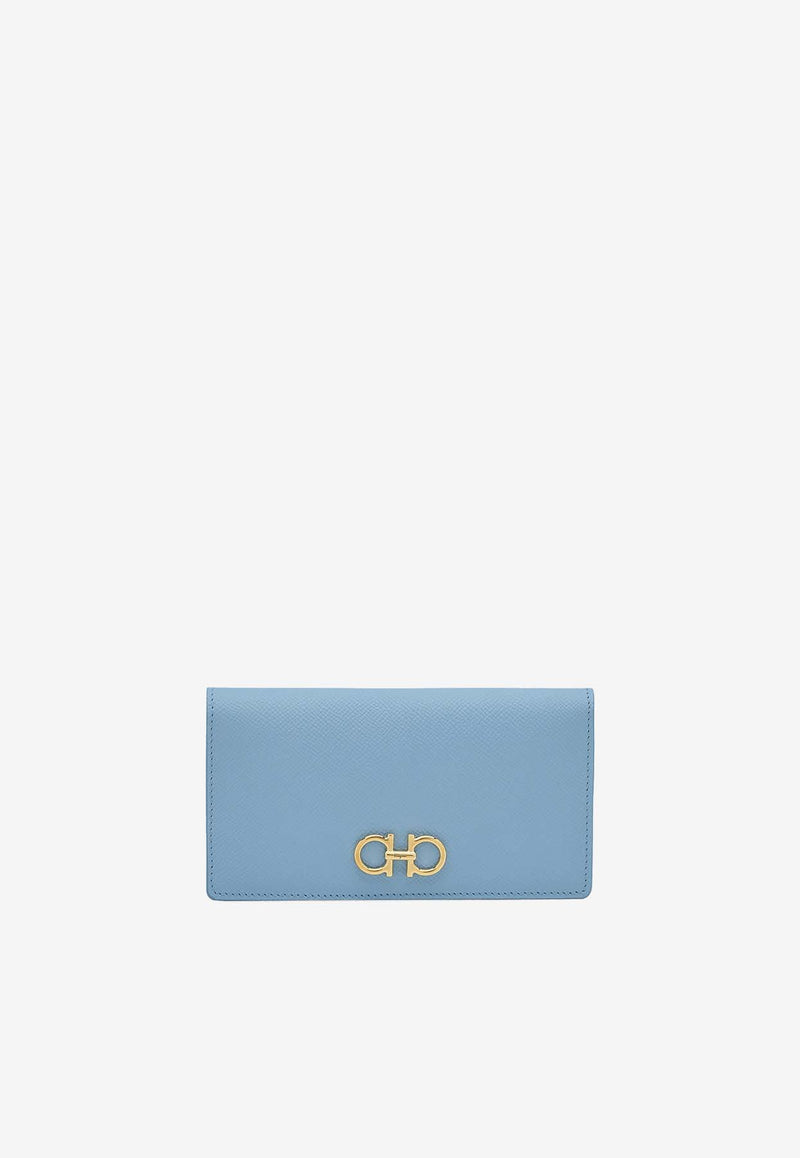 Salvatore Ferragamo Gancini Continental Wallet in Hammered Leather Sky Blue 22D779 153 774979 SKY BLUE