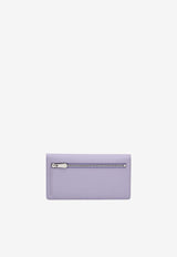 Salvatore Ferragamo Gancini Continental Wallet in Hammered Leather Lavender 22D779 153 774980 NEW LAVANDER