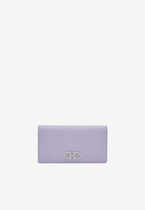 Salvatore Ferragamo Gancini Continental Wallet in Hammered Leather Lavender 22D779 153 774980 NEW LAVANDER