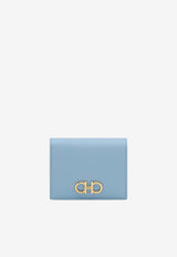 Salvatore Ferragamo French Bi-Fold Wallet in Grained Leather Sky Blue 22D780 154 774982 SKY BLUE