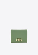 Ferragamo Gancini Compact Wallet in Hammered Leather Green 22D780 154 789856 SEAGRASS