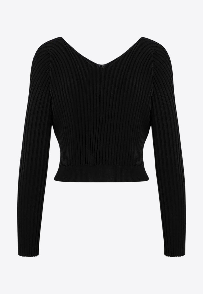 Jacquemus La Maille Pralù Long-Sleeved Cardigan Black 22H223KN5002190/P_JACQM-990