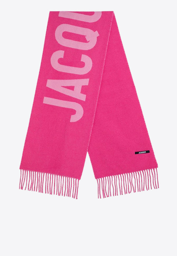 Jacquemus Logo Jacquard Fringed Scarf Pink 22H226AC4355007/P_JACQM-043