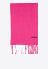 Jacquemus Logo Jacquard Fringed Scarf Pink 22H226AC4355007/P_JACQM-043