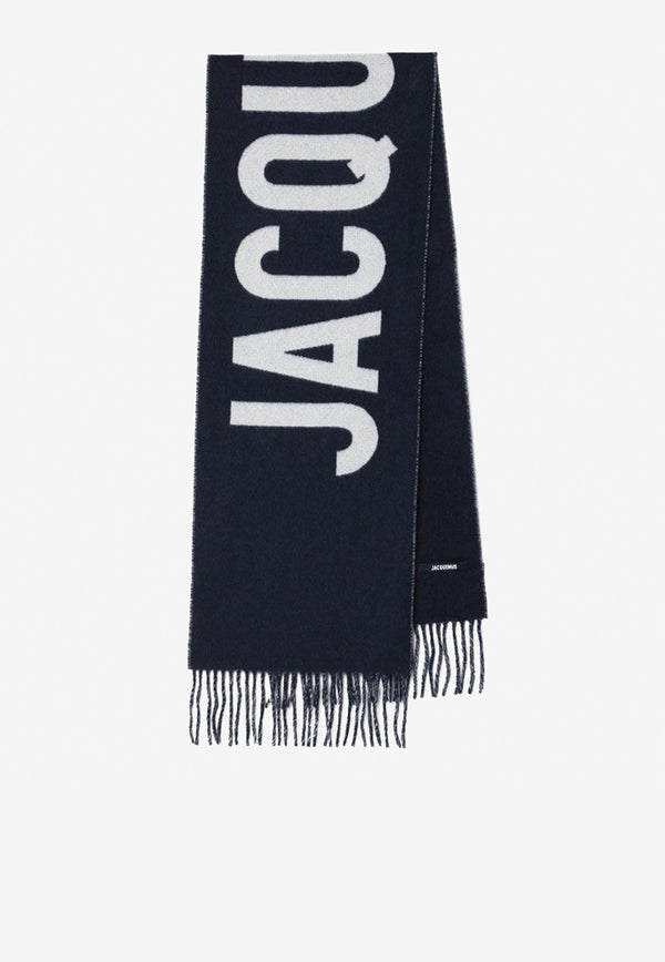 Jacquemus Logo Wool Fringed Scarf Blue 22HACU0043AOT4001/R_JACQM-380