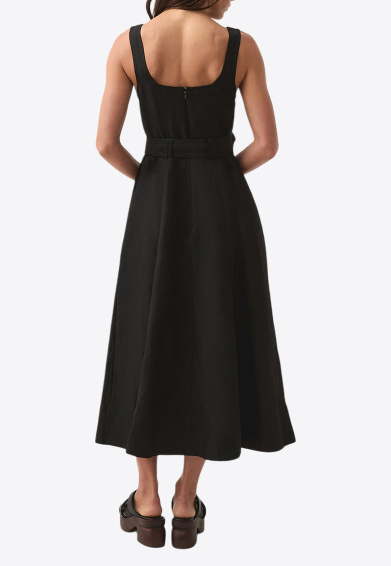 Aje Clay Belted Button-Up Midi Dress Black 22RE5568BLACK