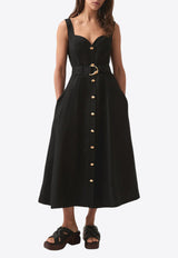 Aje Clay Belted Button-Up Midi Dress Black 22RE5568BLACK