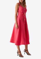 Aje Clay Belted Button-Up Midi Dress Pink 22RE5568PINK