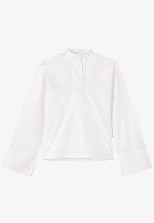 DESTREE Band-Collar Long Sleeved Shirt White 22S4PAA01001WHITE