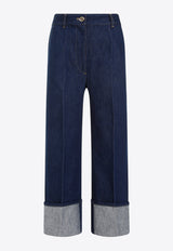 Iconic Cuffed Wide-Leg Jeans