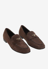 Triangle Logo Suede Loafers