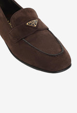 Triangle Logo Suede Loafers