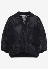 Dazzling Water Lilies Open Knit Polo T-shirt