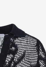 Dazzling Water Lilies Open Knit Polo T-shirt