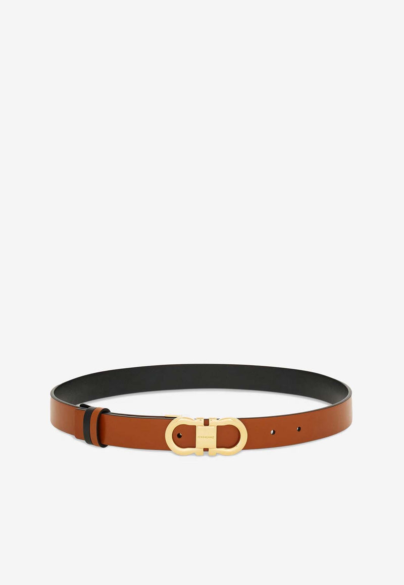 Salvatore Ferragamo Gancini Reversible Leather Belt Cognac 230294 DONNA H 25 775528 NEW COGNAC