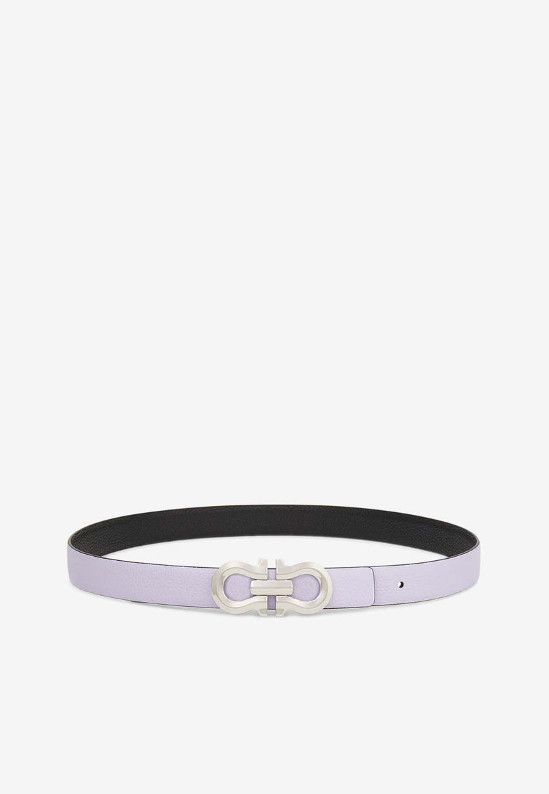 Salvatore Ferragamo Gancini Reversible Grained Leather Belt Lavender 230329 DONNA H 25 775598 NEW LAVANDER