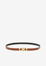 Salvatore Ferragamo Gancini Reversible Grained Leather Belt Cognac 230330 DONNA H 15 776828 NEW COGNAC