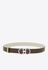 Ferragamo Hammered Gancini Reversible Leather Belt Brown 230419 DONNA H25 786303 CONCRETE