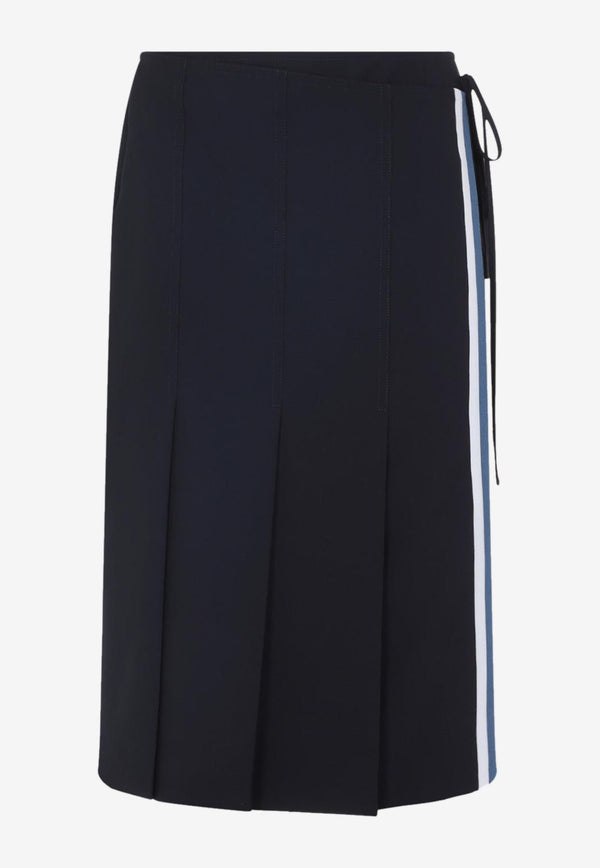 Pleated Virgin Wool Midi Skirt