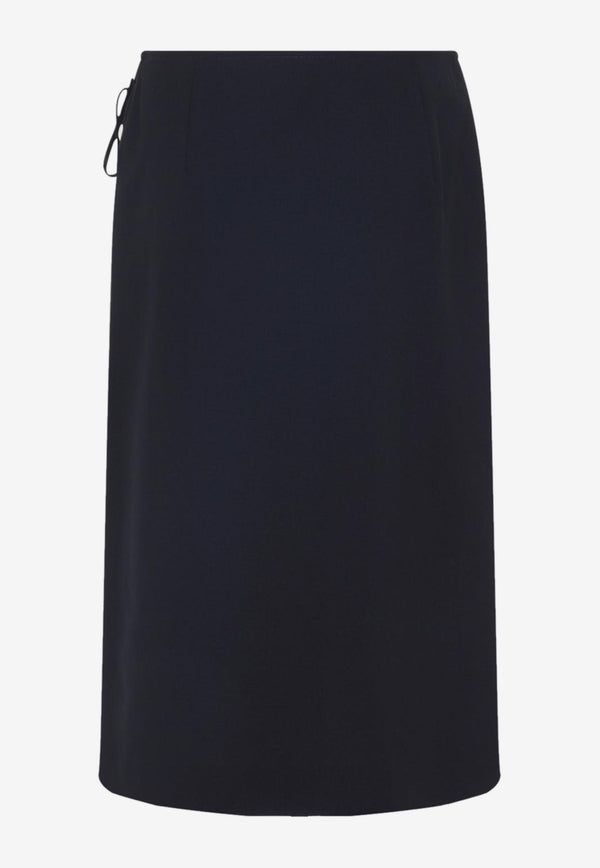 Pleated Virgin Wool Midi Skirt